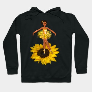 Ballet sunflower dance - black ballerina  in yellow tutu - brown skin ballerina on a flower Hoodie